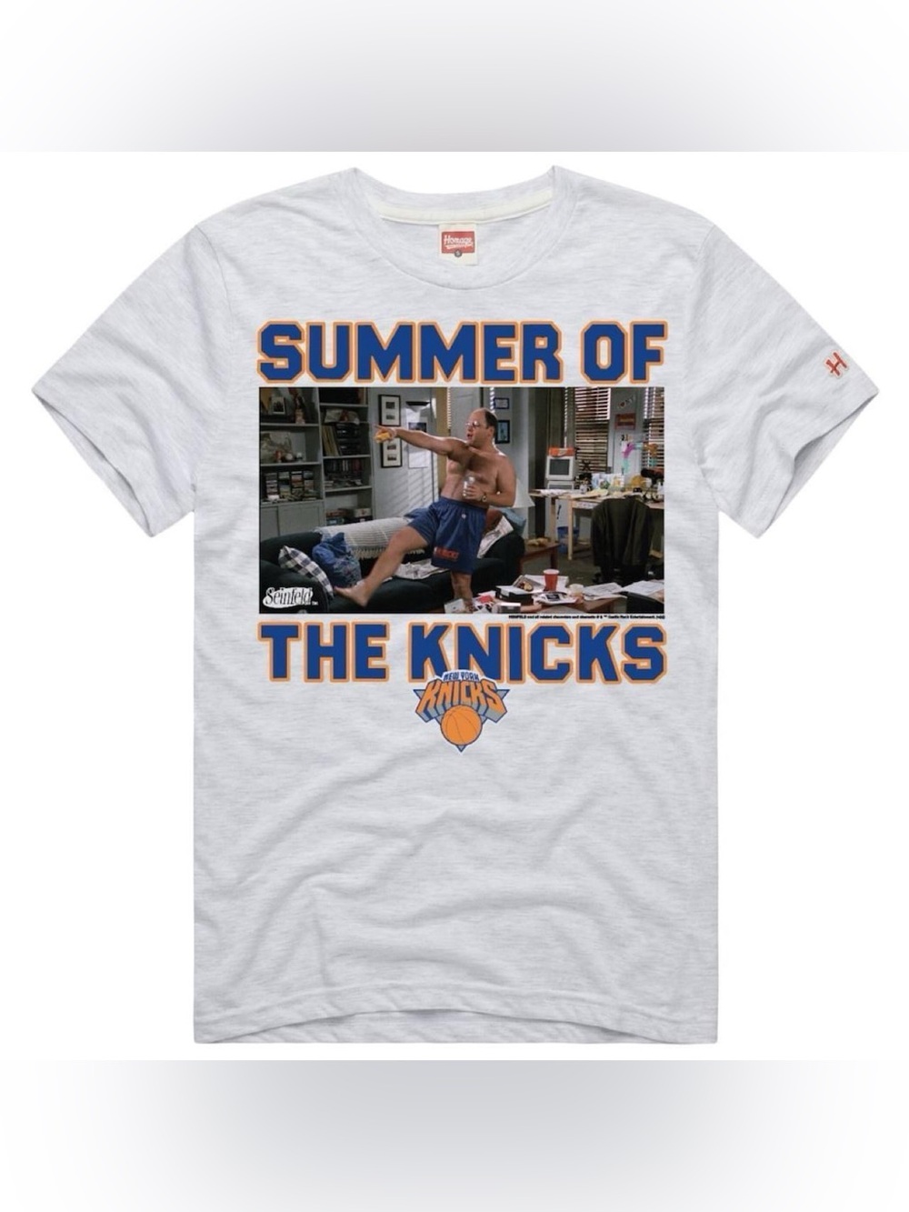 HOMAGE White 'Summer of the Knicks' Graphic Tee with Blue & Orange Print